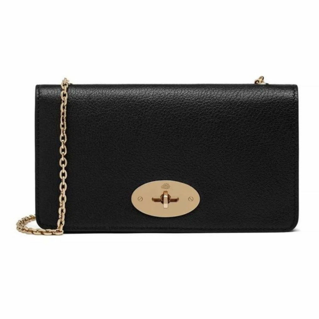 Like New Mulberry Bayswater Clutch Wallet (Black Classic Grain/Gold)